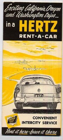 HERTZ California Oregon Washington Brochure 1950's