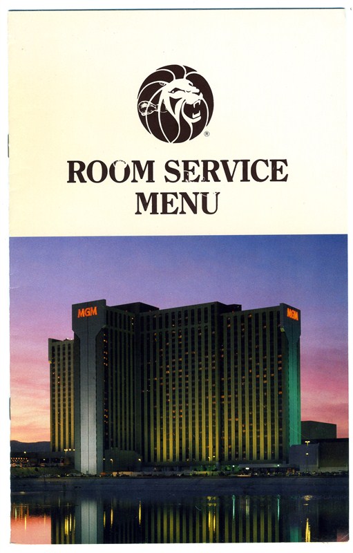 Mgm Grand Hotel And Casino Room Service Menu Reno Nevada On