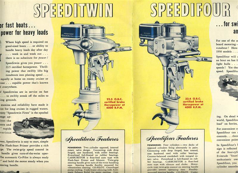 1950 Evinrude Fleetwin Fastwin Outboard Motor Catalog