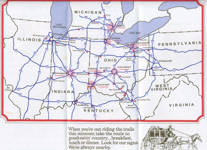 Bob Evans Locations Map Bob Evans Brochure And Location Map 1970S On Popscreen