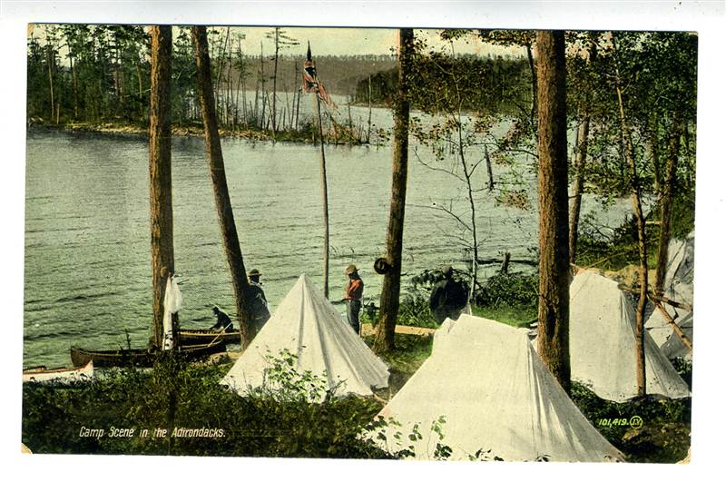 Camp Scene in The Adirondack Mountains Postcard 1900s Valentine Sons