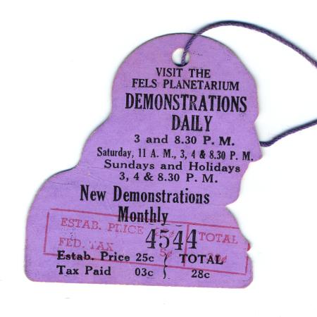 Franklin Institutue Admission Hang Tag 1940S