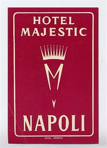 Hotel Majestic Luggage Label Naples Italy Napoli